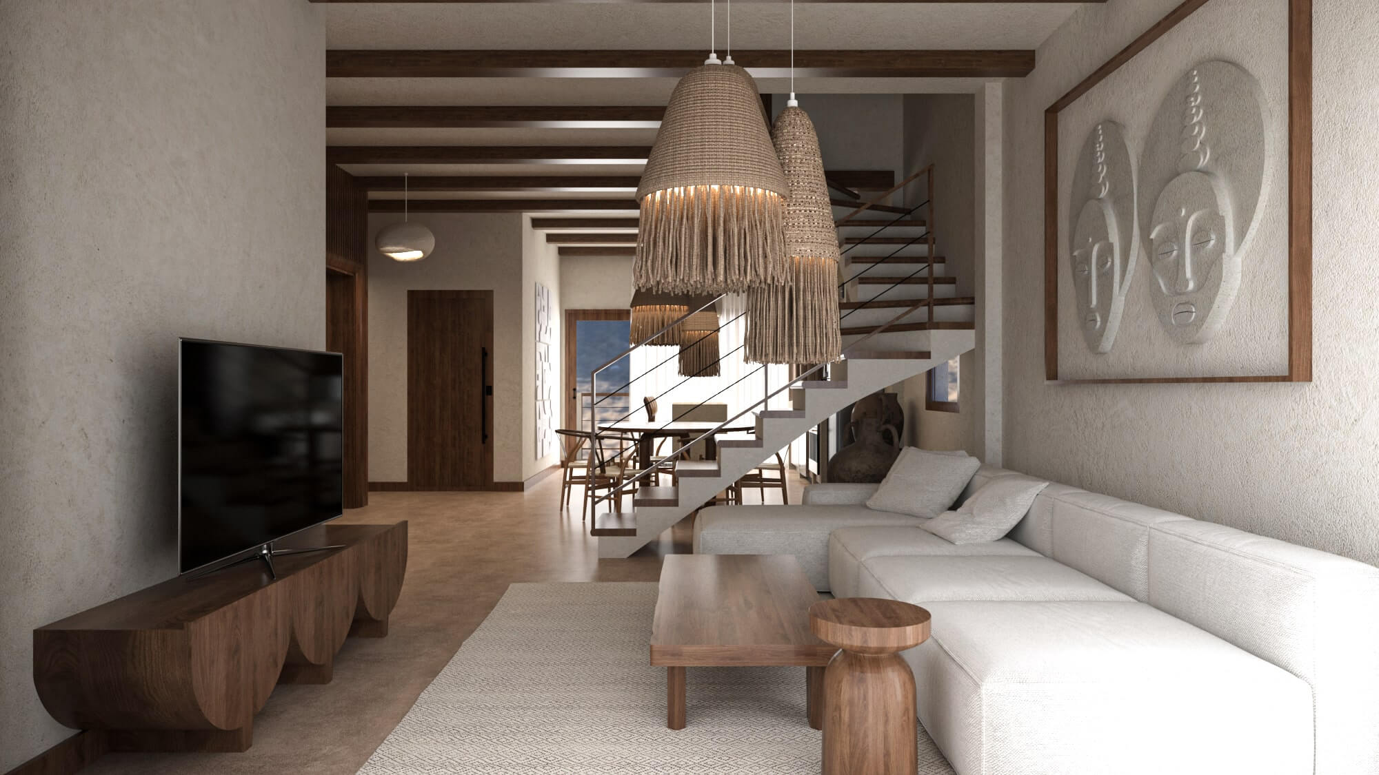 Visualisation of a residence with natural finishes